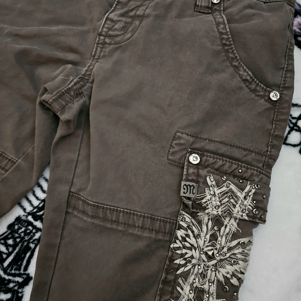 Miss Me Y2K Brown Cropped Pants with Embellishments RARE
